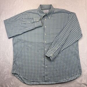 Bird Dog Bay Mens XXL Button Down Shirt Blue Green Plaid Egyptian Cotton